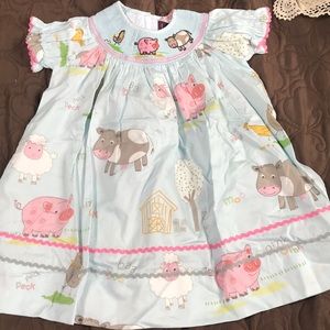 2T smock Farm animal dress